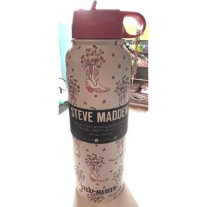 Steve Madden Insulated Stainless Steel Travel Bottle 37 oz Cowboy Boots Charm